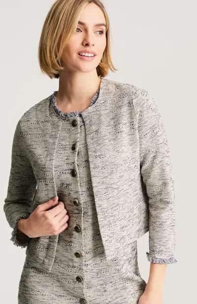 Jjill Petite Tweed-mix Cardigan In Gray