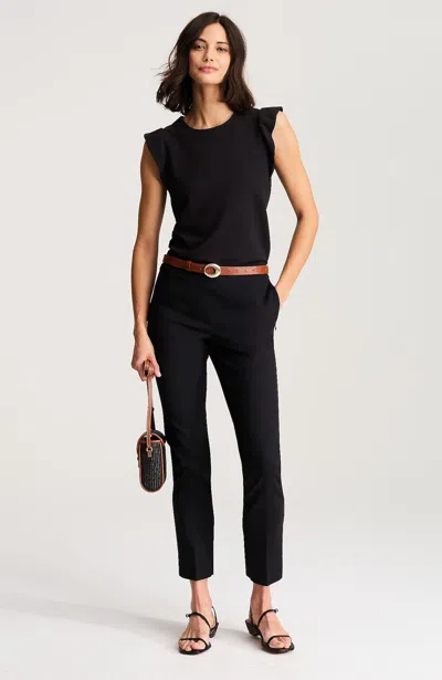 Jjill Petite Versatile Cotton-stretch Slim-leg Pants In Black