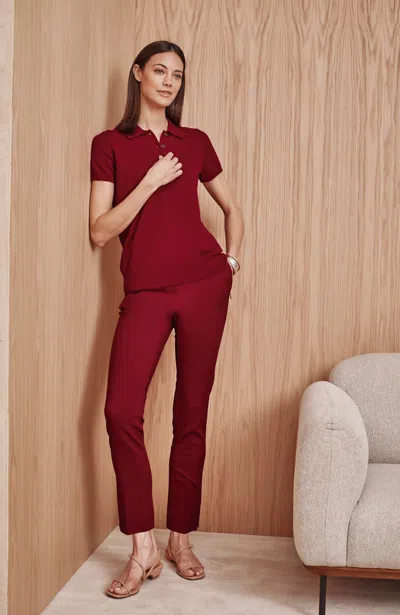 Jjill Petite Versatile Cotton-stretch Slim-leg Pants In Crimson