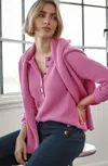 Jjill Petite Waffle-knit Henley Sweater Pullover In Raspberry Jam