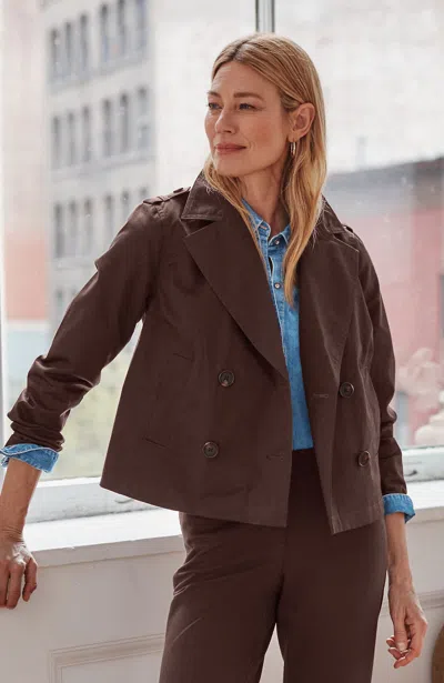 Jjill Petite Water-repellent Trench Jacket In French Roast