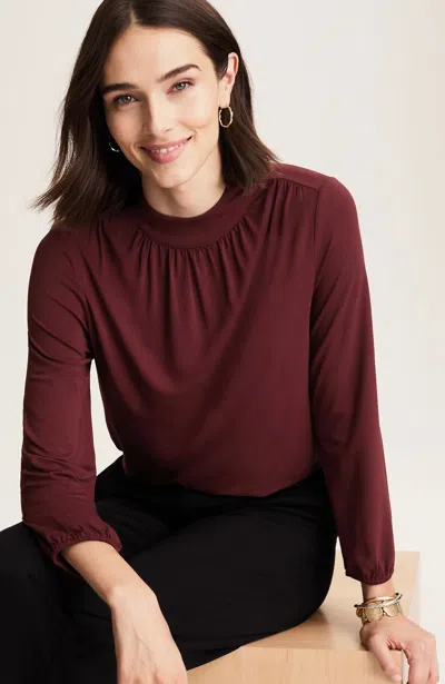 Jjill Petite Wearever A-line Shirred Top In Dark Vermillion