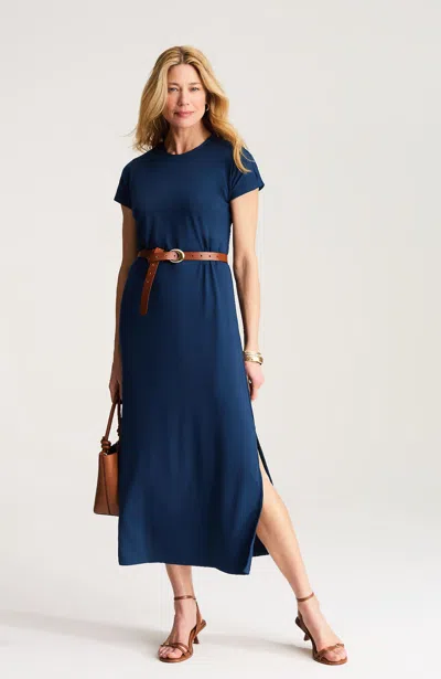 Jjill Petite Wearever Cap-sleeve Maxi Dress In Blue