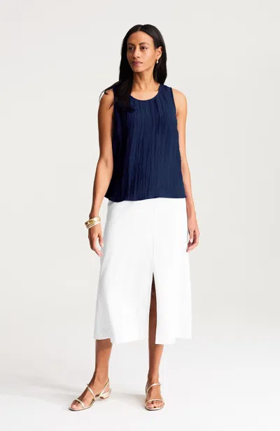Jjill Petite Wearever Crinkled Scoop-neck Top In Navy Blue