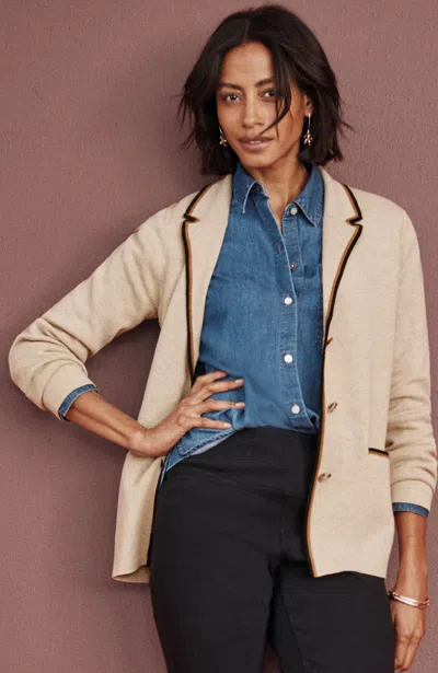 Jjill Petite Wearever Double-knit Sweater-jacket In Light Camel Heather Multi