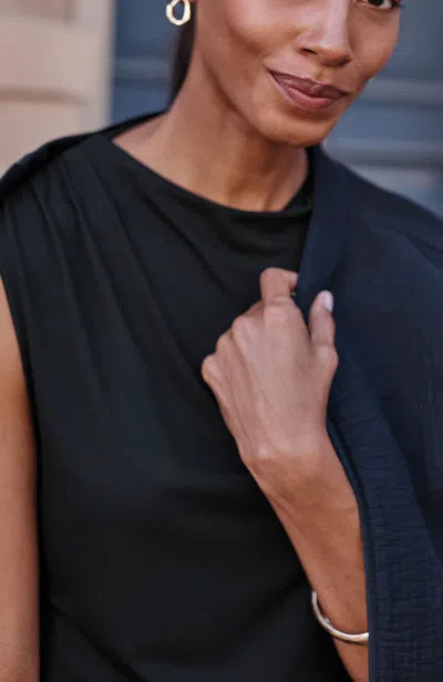 Jjill Petite Wearever Draped-neck Top In Black