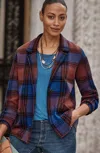 Jjill Petite Wearever Plaid Sweater-jacket In Rust Multi