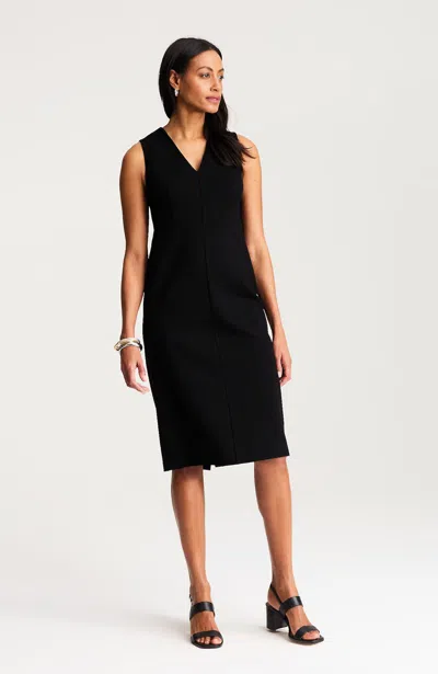 Jjill Petite Wearever Sculpted-knit Sleeveless Dress In Black
