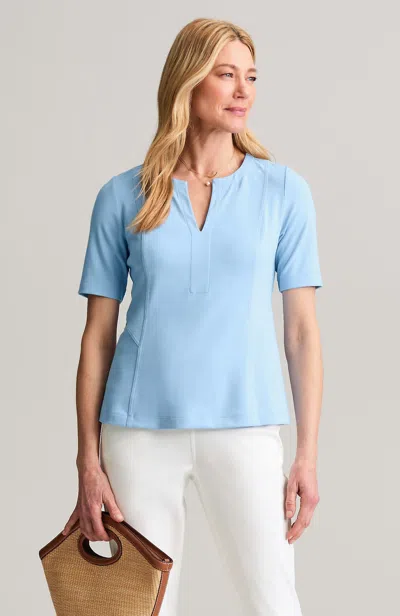 Jjill Petite Wearever Seamed Elbow-sleeve Top In Powder Blue