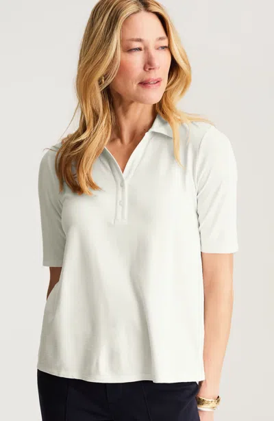 Jjill Petite Wearever Slub-knit A-line Polo In Cream