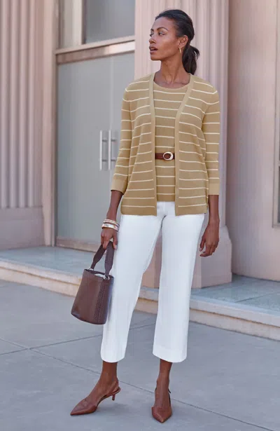 Jjill Petite Wearever Smooth-fit Cropped Knit Jeans In White