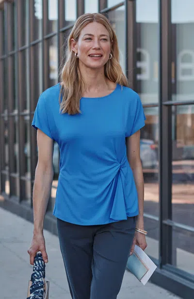 Jjill Petite Wearever Twist-front Top In Blue