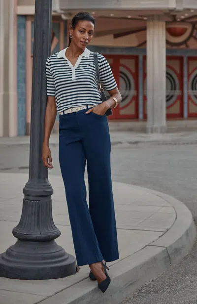 Jjill Petite Wearever Wide-leg Knit Jeans In Navy Blue