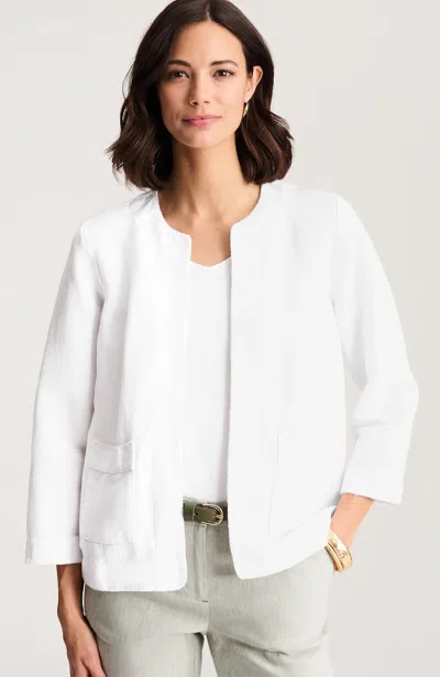 Jjill Petite Whipstitched Open-front Jacket In White