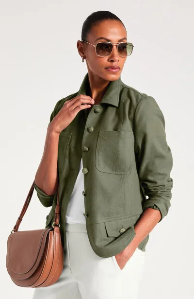 Jjill Petite Wool-blend Officer Jacket In Light Spanish Moss