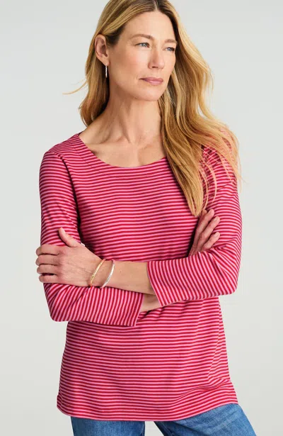 Jjill J.jill Pima 3/4-sleeve Scoop-neck Tee In Black