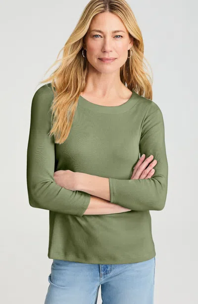 Jjill J.jill Pima 3/4-sleeve Scoop-neck Tee In Green