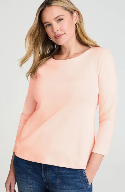 Jjill J.jill Pima 3/4-sleeve Scoop-neck Tee In Pink