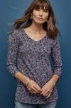 Jjill J.jill Pima 3/4-sleeve V-neck Tee In Aster Painted Florette