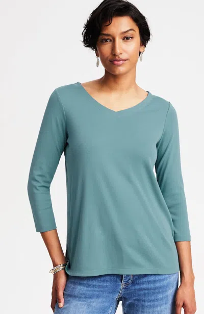 Jjill J.jill Pima 3/4-sleeve V-neck Tee In Blue
