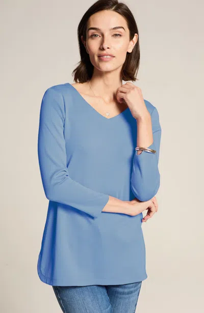 Jjill J.jill Pima 3/4-sleeve V-neck Tee In Fresh Blue