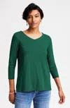 Jjill J.jill Pima 3/4-sleeve V-neck Tee In Green