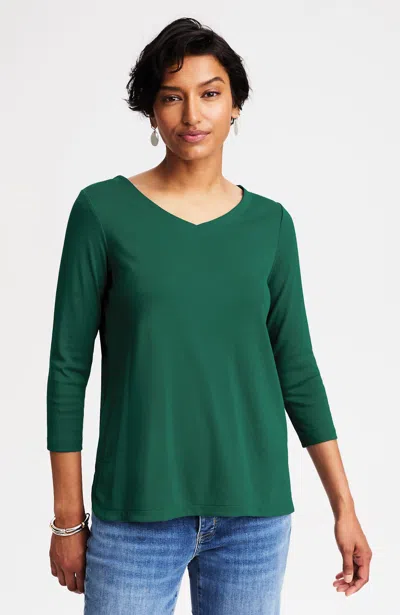 Jjill J.jill Pima 3/4-sleeve V-neck Tee In Green
