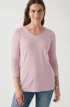 Jjill J.jill Pima 3/4-sleeve V-neck Tee In Pale Orchid