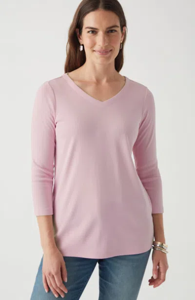 Jjill J.jill Pima 3/4-sleeve V-neck Tee In Pale Orchid
