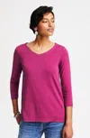 Jjill J.jill Pima 3/4-sleeve V-neck Tee In Red