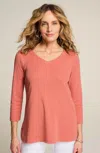 Jjill J.jill Pima 3/4-sleeve V-neck Tee In Sunset Coral