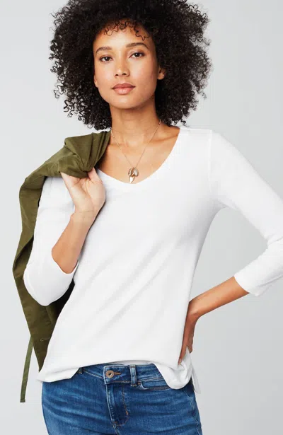 Jjill J.jill Pima 3/4-sleeve V-neck Tee In White