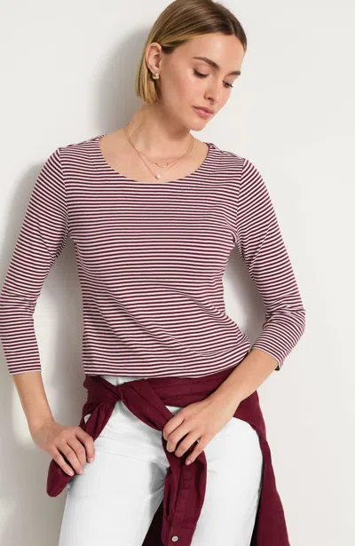 Jjill Pima 3/4-sleeve Scoop-neck Tee Shirt In Red