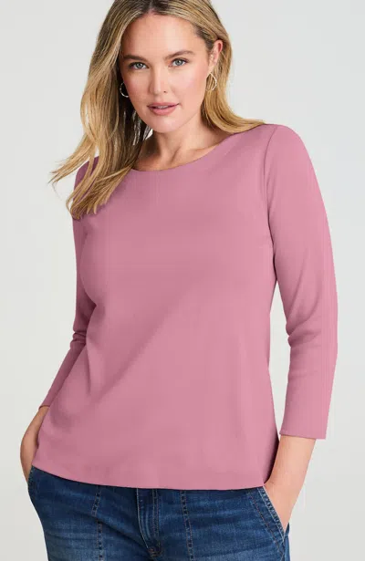 Jjill Pima 3/4-sleeve Scoop-neck Tee Shirt In English Rose