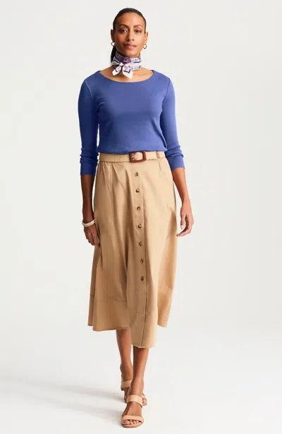 Jjill Pima 3/4-sleeve Scoop-neck Tee Shirt In Purple