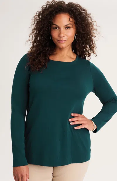 Jjill J.jill Pima Long-sleeve Crew-neck Tee In Blue