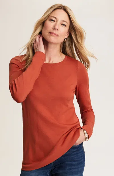 Jjill J.jill Pima Long-sleeve Crew-neck Tee In Brown