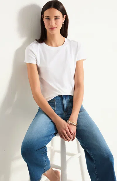 Jjill Pima Short-sleeve Layering Tee Shirt In White