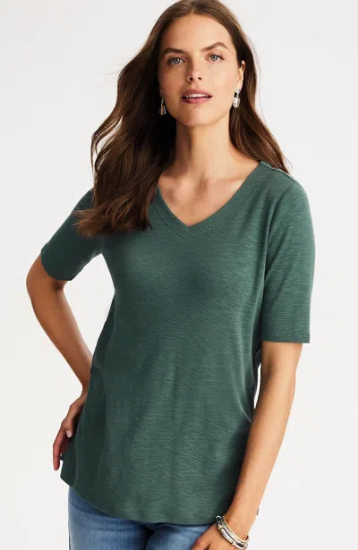 Jjill J.jill Pima-slub Elbow-sleeve Tee In Green