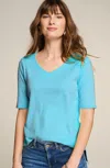 Jjill J.jill Pima-slub Elbow-sleeve Tee In Pool Blue