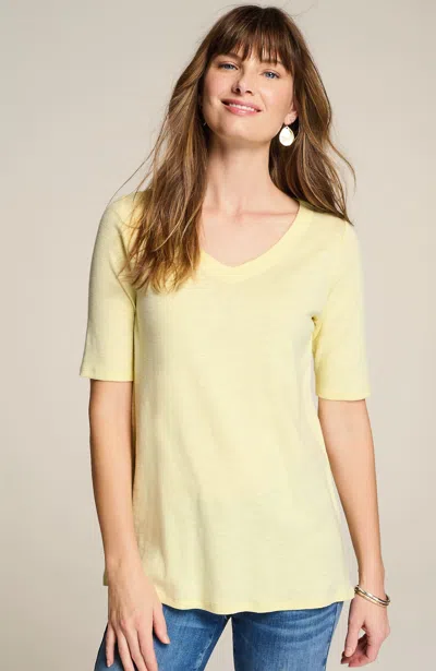 Jjill J.jill Pima-slub Elbow-sleeve Tee In Sunlight