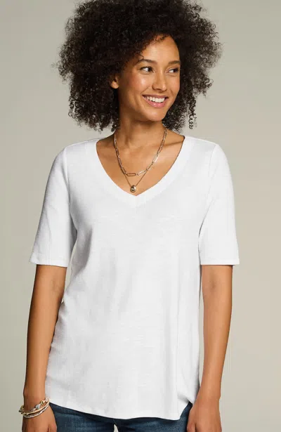 Jjill J.jill Pima-slub Elbow-sleeve Tee In White