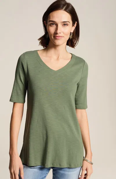 Jjill J.jill Pima-slub Elbow-sleeve Tee In Willow