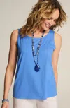 Jjill J.jill Pima-stretch Knit Tank In Blue Ginger