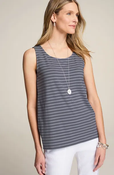 Jjill J.jill Pima-stretch Knit Tank In Grey Smoke,white