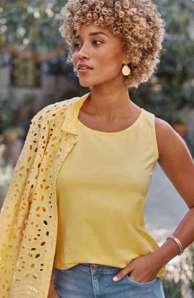 Jjill J.jill Pima-stretch Knit Tank In Lemon