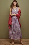 Jjill J.jill Pintucked A-line Maxi Dress In Cream Bursting Medallions