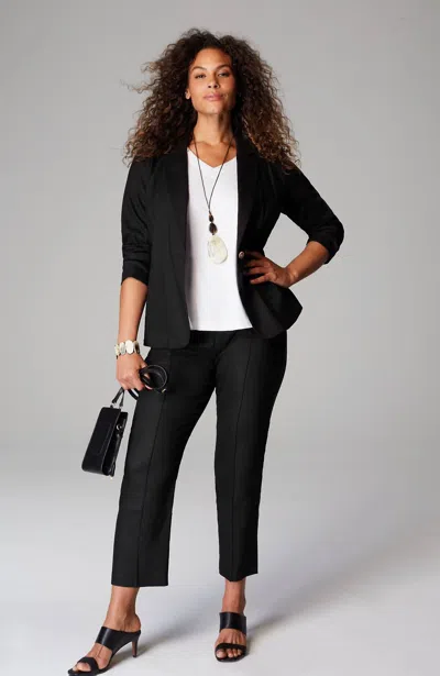Jjill J.jill Pintucked Linen-stretch Slim-leg Pants In Black
