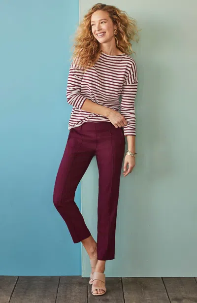 Jjill J.jill Pintucked Linen-stretch Slim-leg Pants In Cranberry,light Cranberry