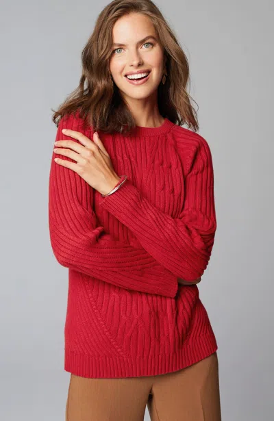 Jjill J.jill Placed-cable Sweater In Radiant Red